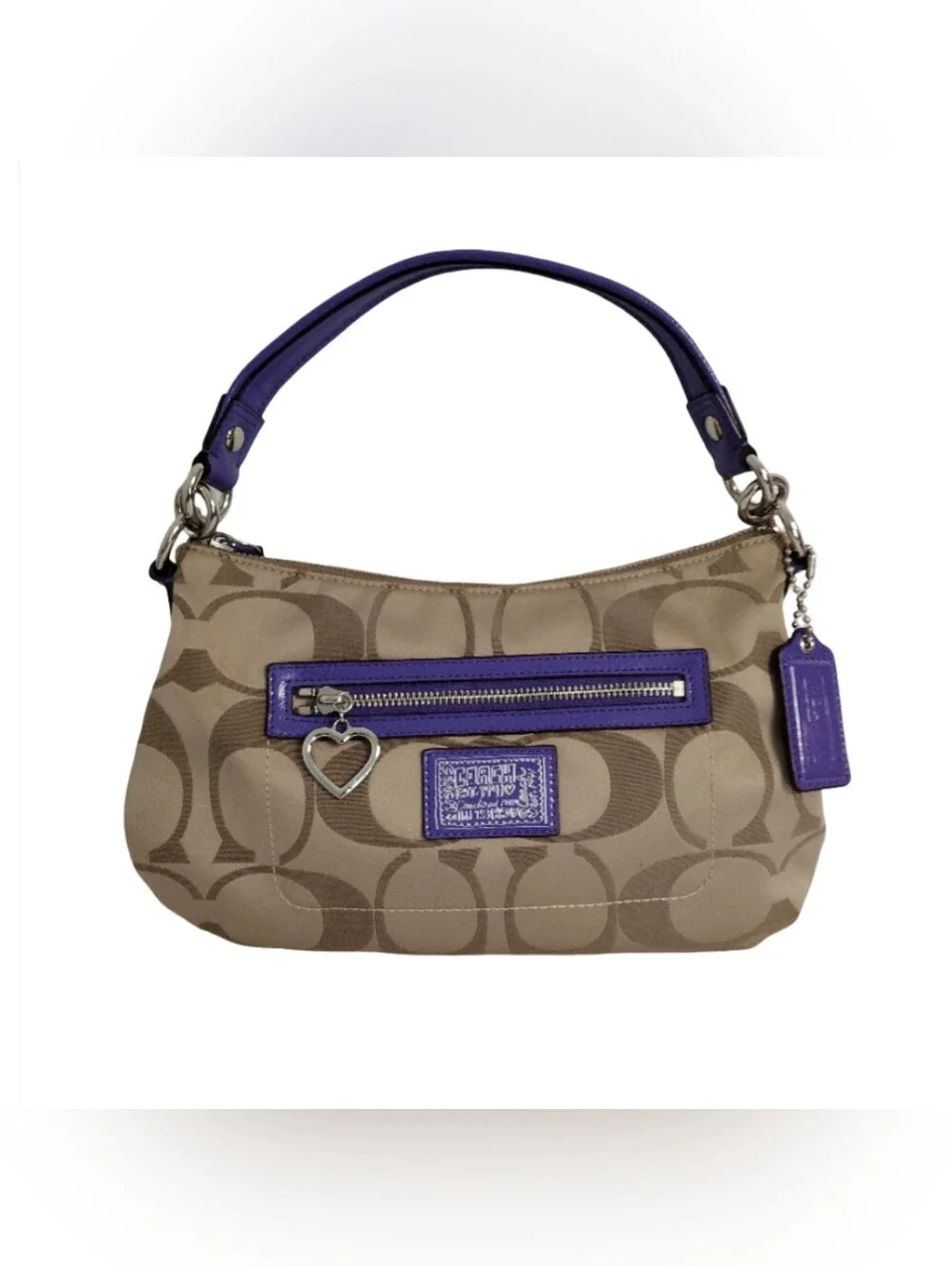VTG Coach Poppy Daisy Signature Demi Hobo Shoulder Bag Purple F20044 Y2K Mcbling